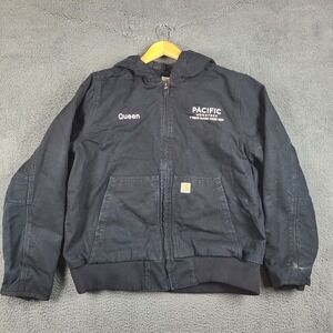 Carhartt 104053 BLK Women XL Black Insulated Hooded Active Jacket Canvas Coat